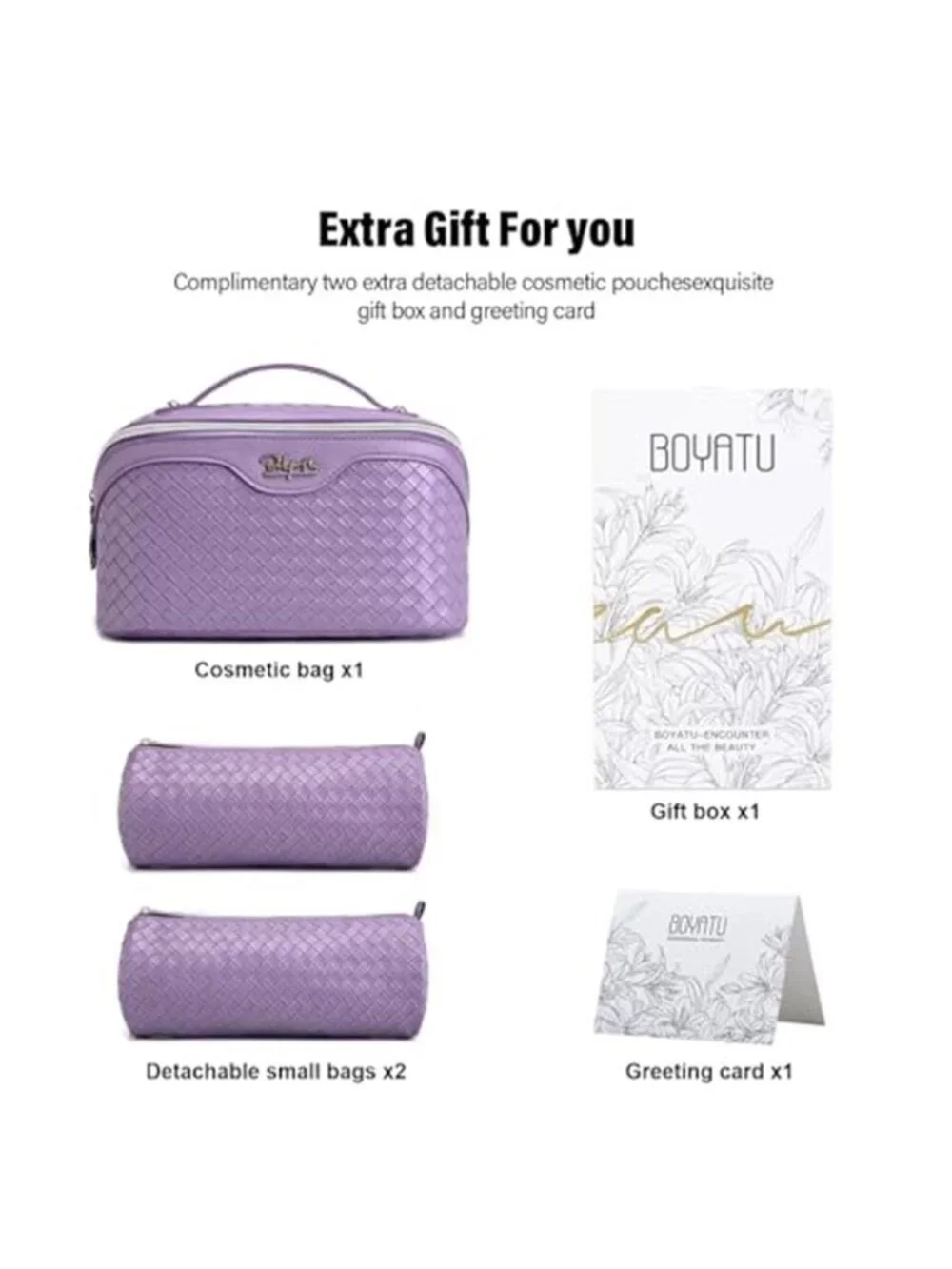 Large Capacity Travel Makeup Bag 3 Piece Set Cosmetic Toiletry Organizer Purple